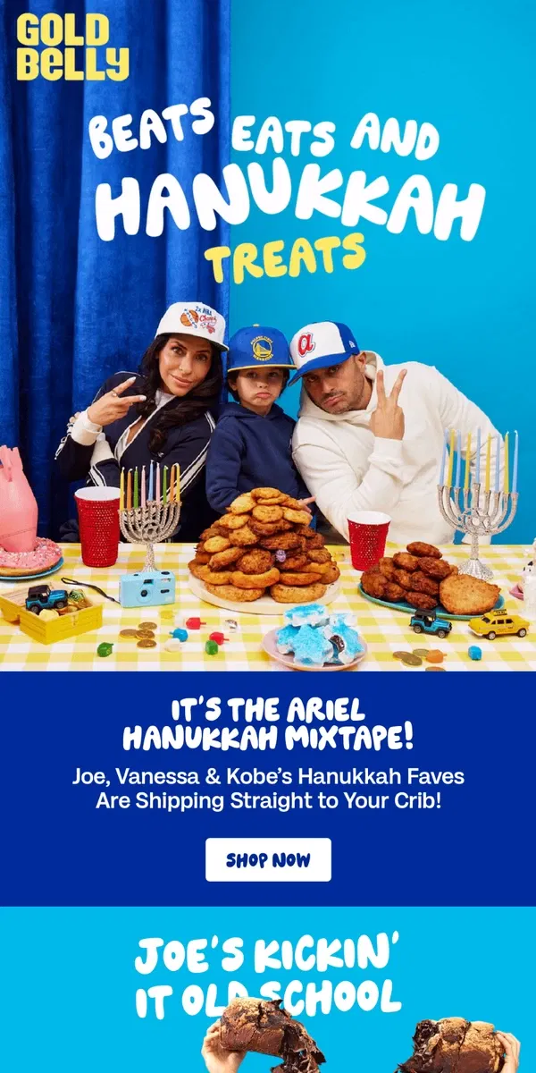 Email from Goldbelly. Get Lit! Top Hanukkah Eats, Schlepped to You!💙