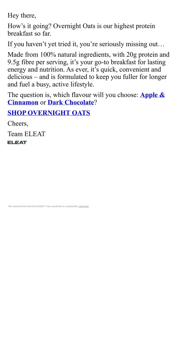 Email from ELEAT. Checked out Overnight Oats yet?