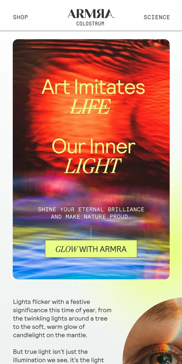 Email from ARMRA Colostrum. You Are Light