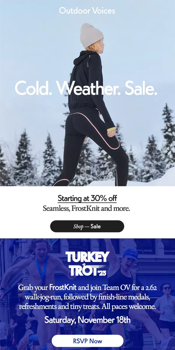 Email from Outdoor Voices. 30% off FrostKnit, Seamless & more.