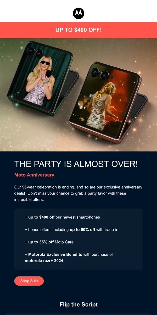 Email from Motorola. Final Days ✨ UP TO $400 OFF Moto Anniversary Deals Inside!