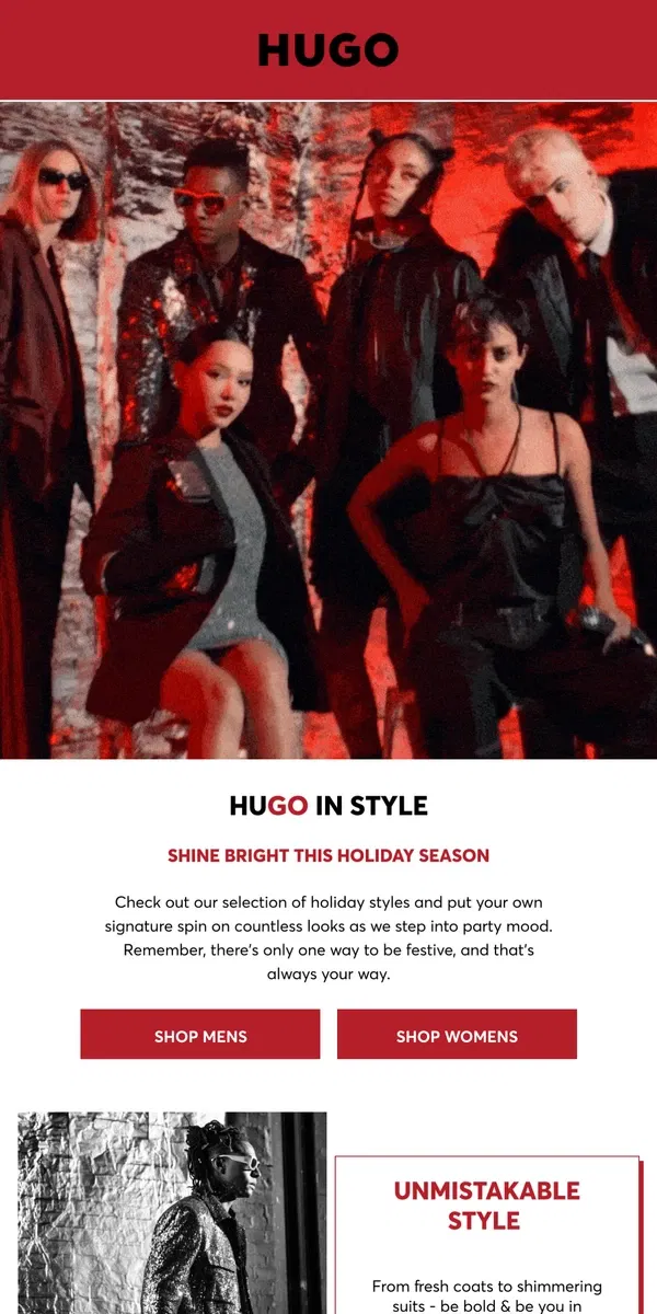 Email from HUGO BOSS. A HUGO Holiday