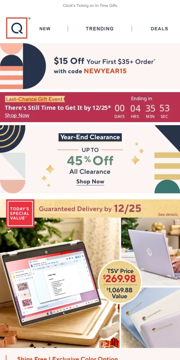 Email from QVC. Get It by 12/25! HP TSV® + Get $15 Off