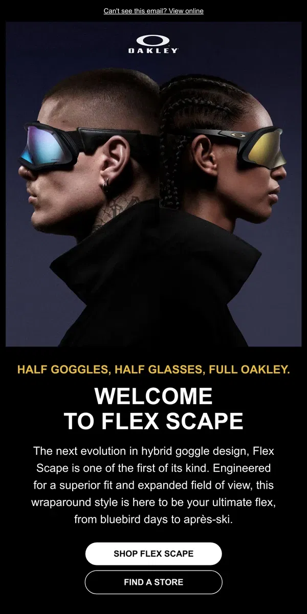 Email from Oakely. DROP ALERT: Welcome To Flex Scape