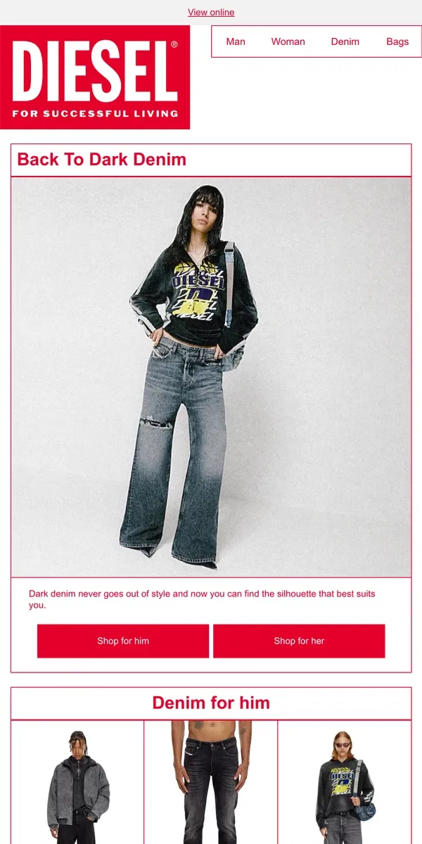 Email from Diesel. Deep, Dark Denim