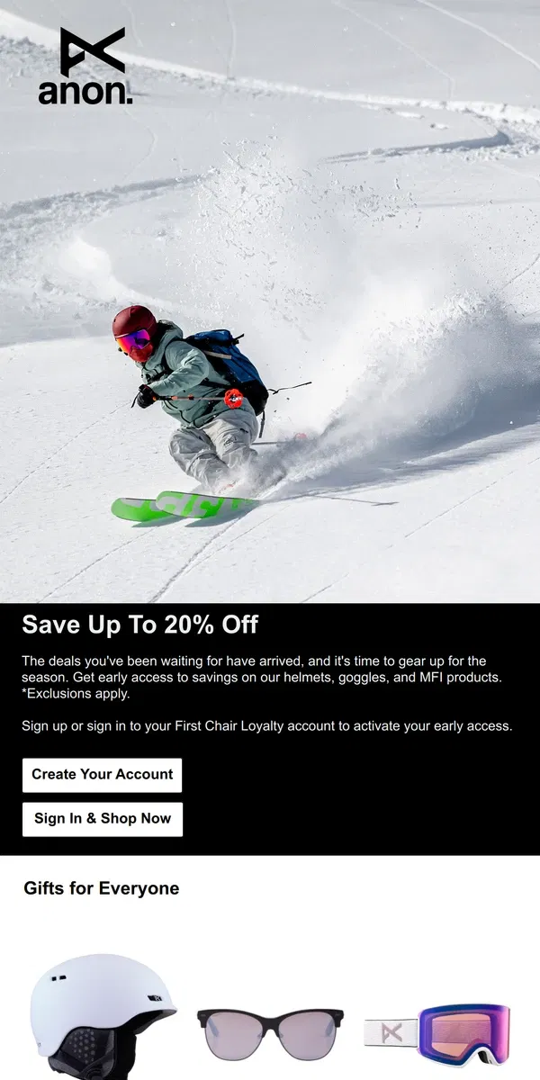 Email from Burton. Early Access Starts Now