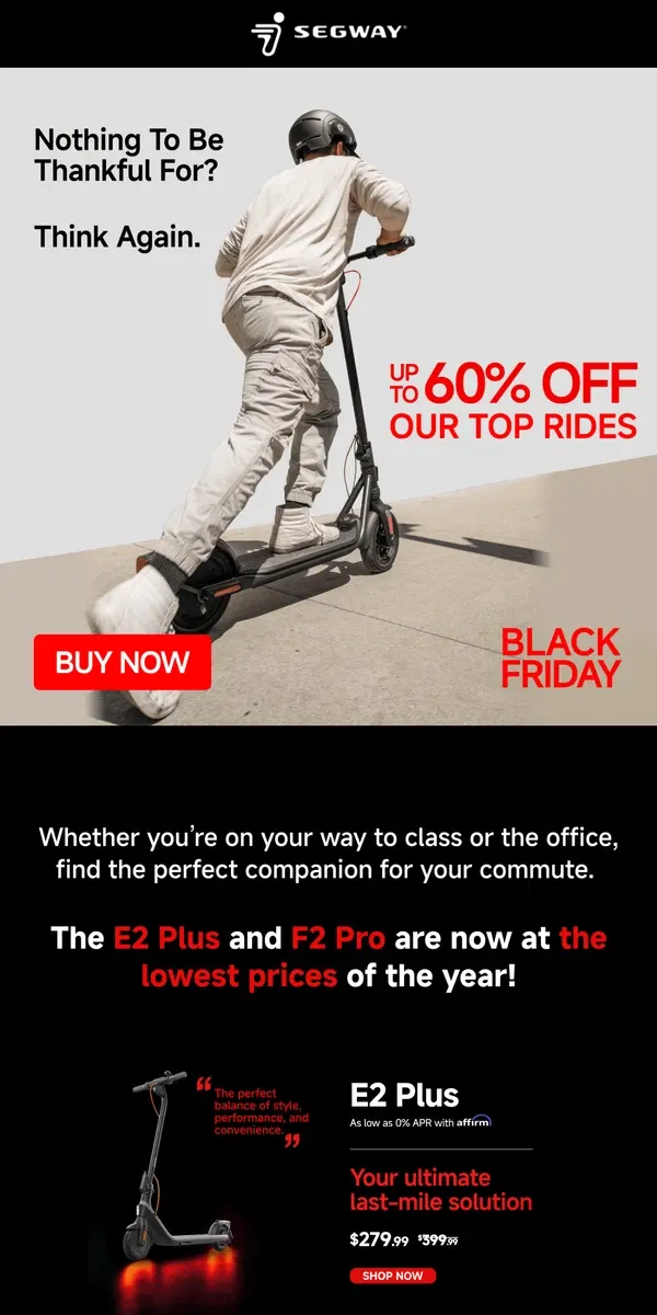 Email from Segway. Discover the Power of E2 Plus & F2 Pro.