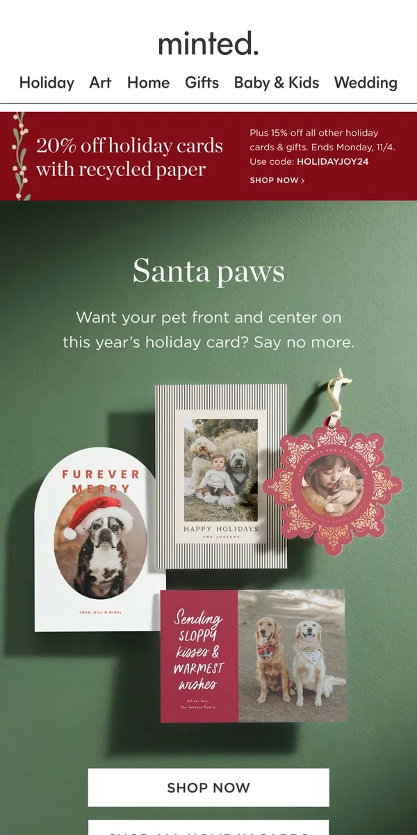 Email from Minted. For the pet lovers 🐾