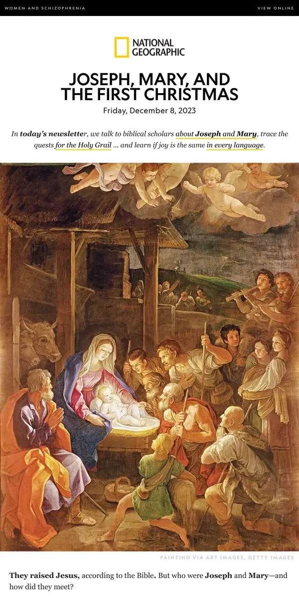 Email from National Geographic. How did Jesus' parents become a couple?