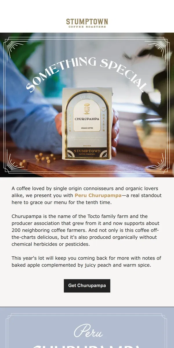 Email from Stumptown Coffee Roasters. A beloved organic has returned