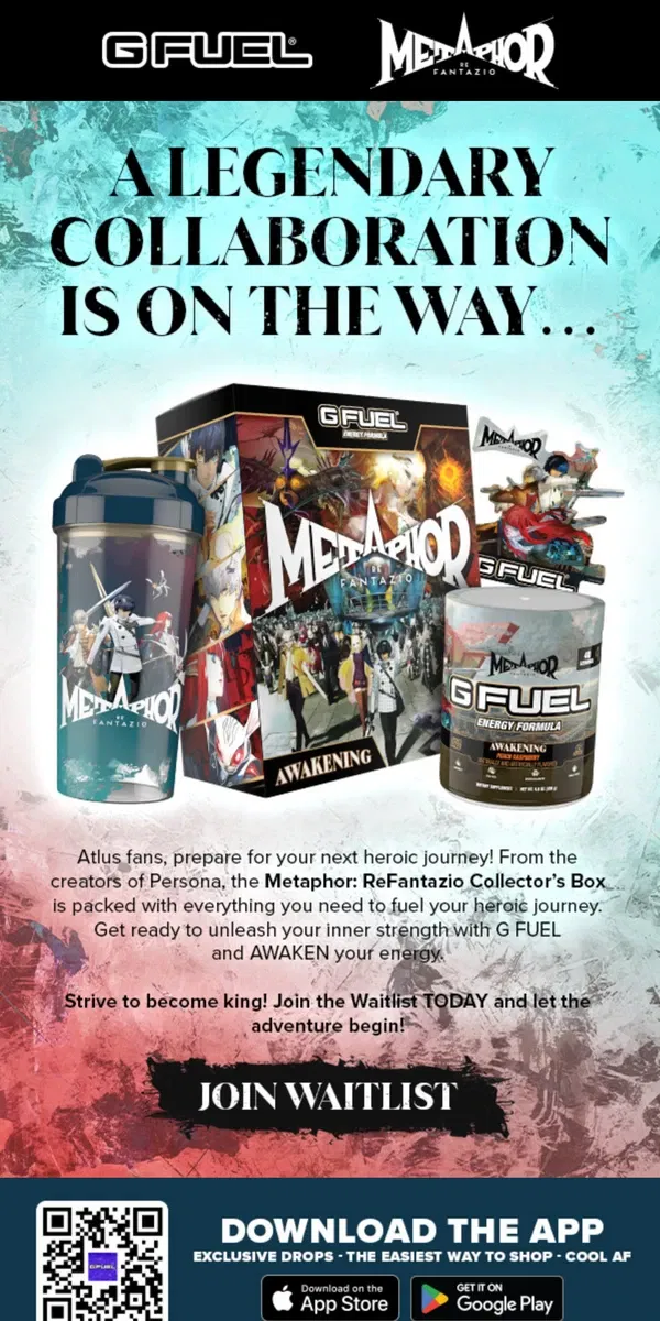 Email from G FUEL. Atlus fans, get ready to awaken your energy! 🔥