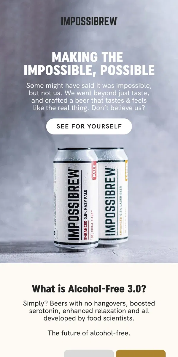 Email from IMPOSSIBREW. The future is Alcohol 3.0