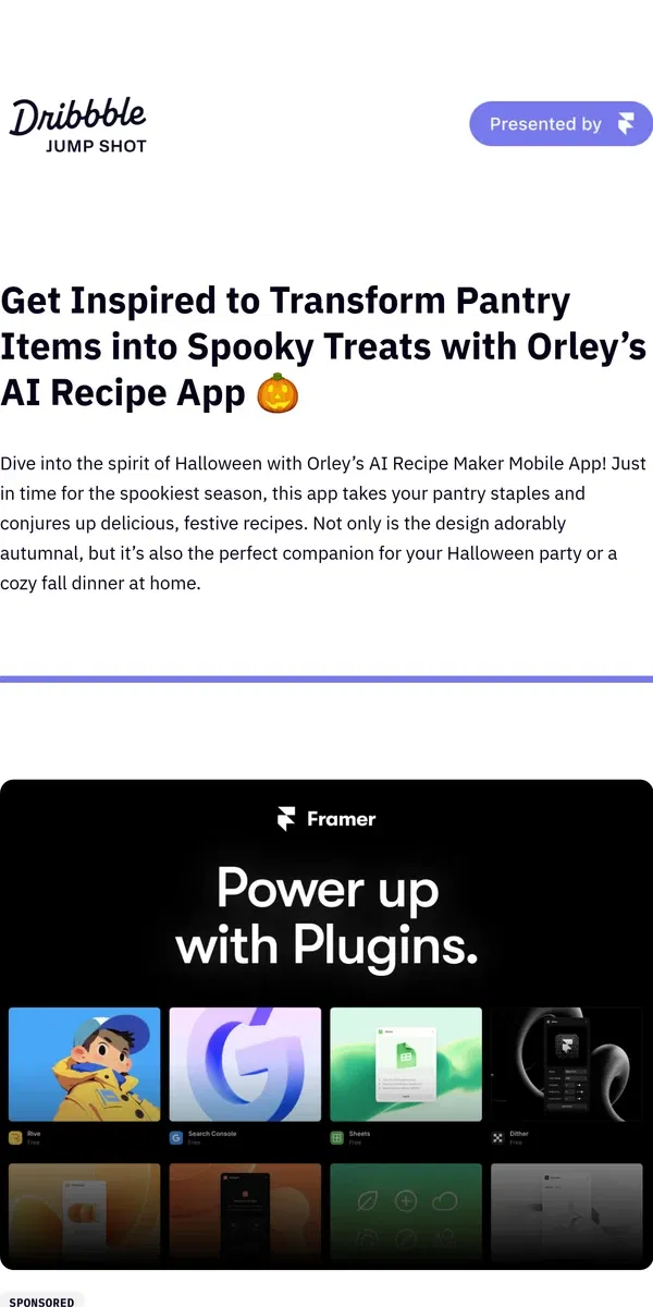 Email from Dribbble. 👻 Stir Up Some Fun with This AI Recipe Maker App Interface!