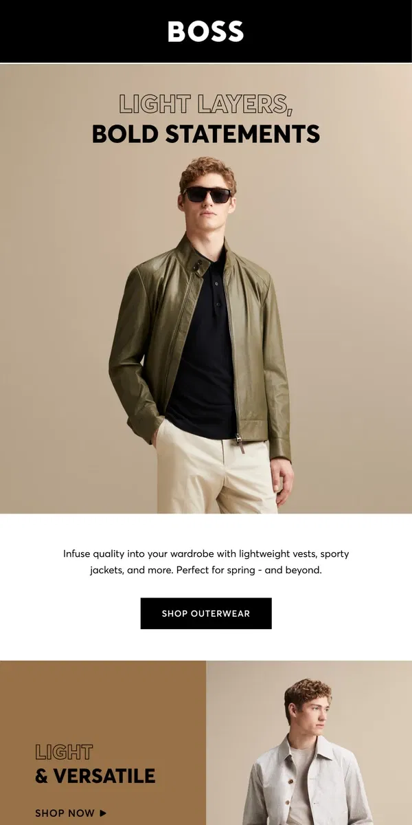 Email from HUGO BOSS. Layer like a BOSS