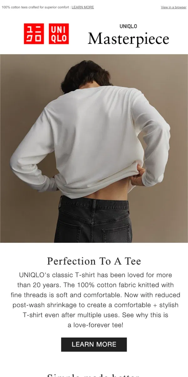 Email from Uniqlo. Top off your look