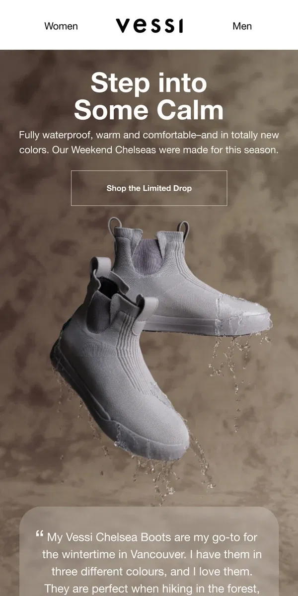 Email from Vessi. The boots you love in totally new colors ❄️