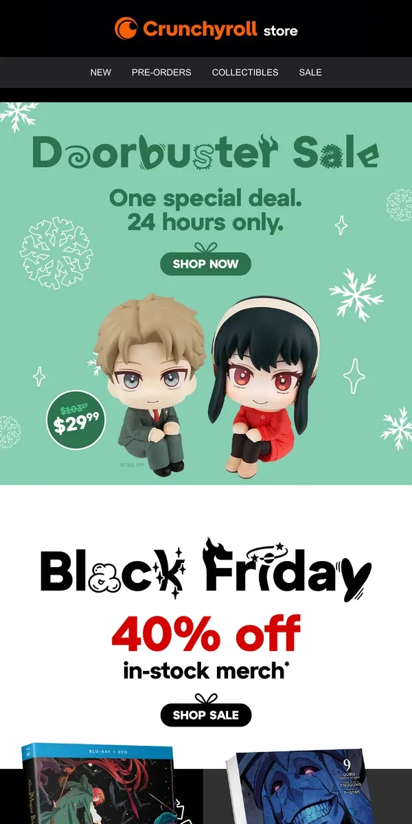 Email from Crunchyroll. Tick Tock. Black Friday Deals End Soon ⌛