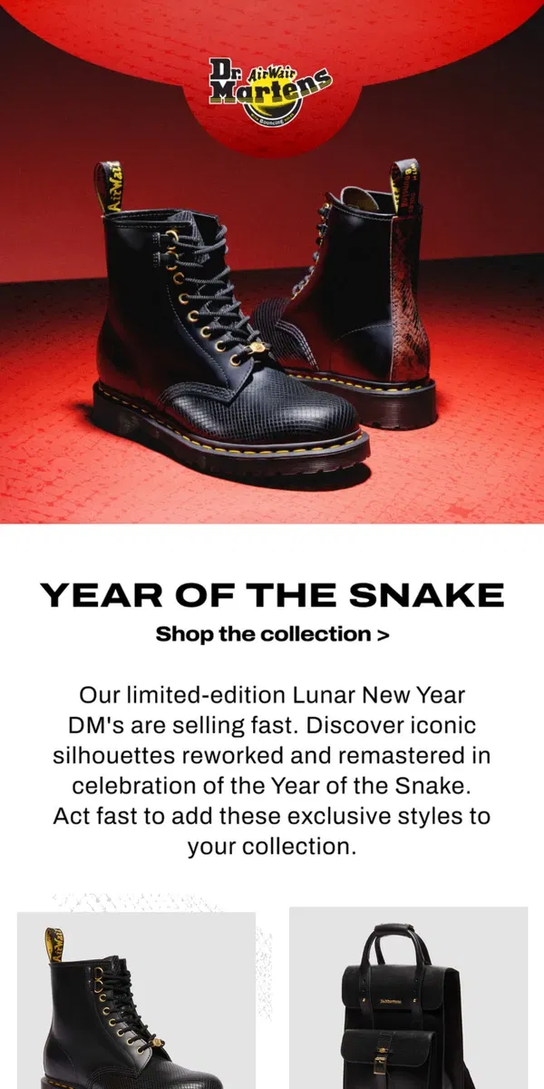 Email from Dr. Martens. The Lunar New Year pack