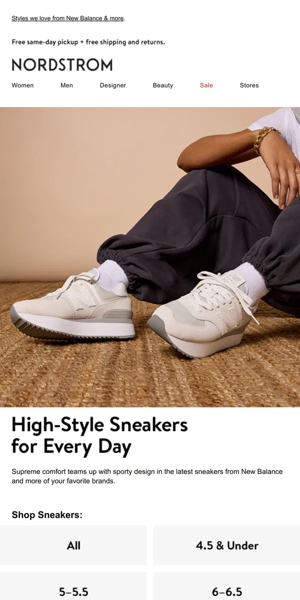 Email from Nordstrom. Cool sneaks? Sign us up ✍️