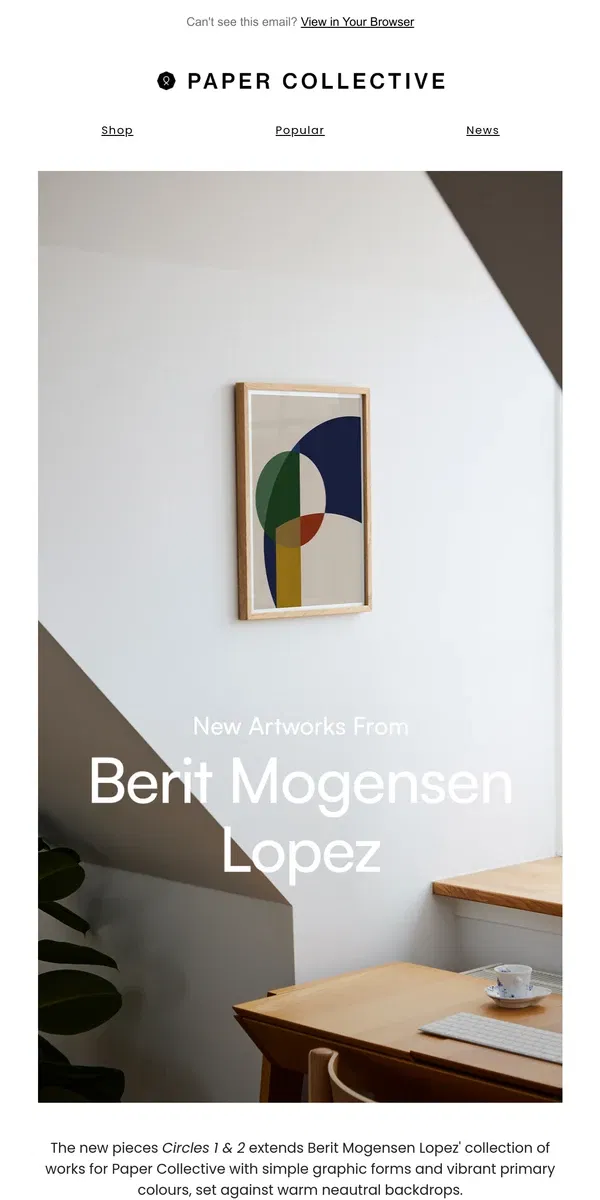 Email from Paper Collective. Graphic Shapes by Berit Mogensen Lopez