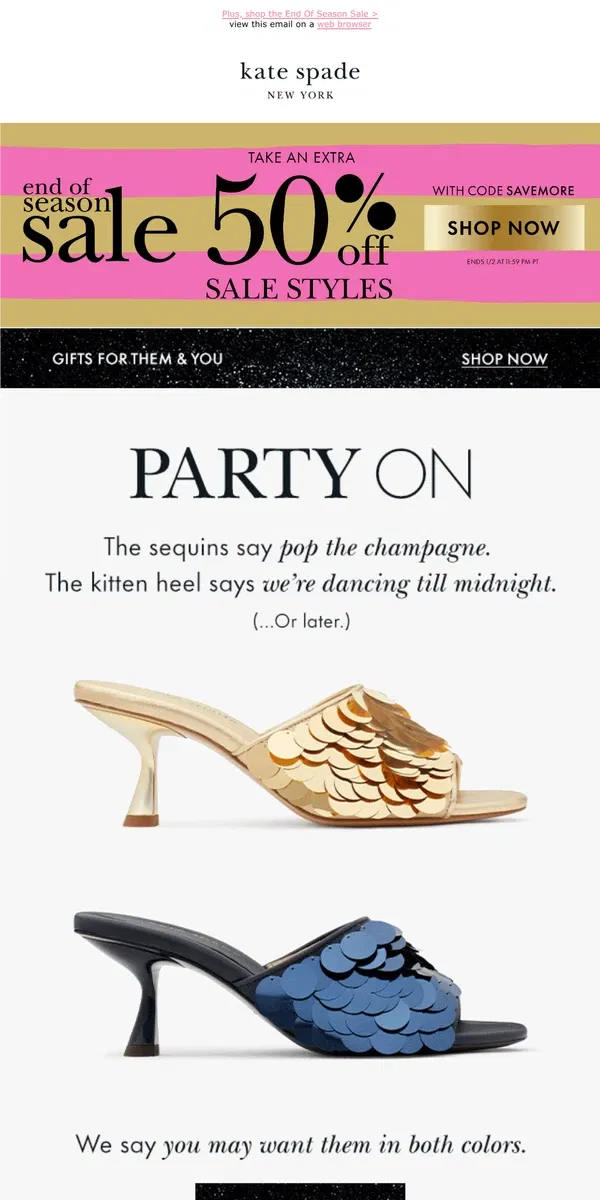 Email from Kate Spade. Step lively