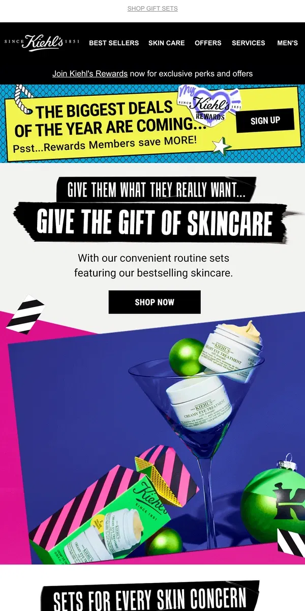 Email from Kiehl's. INSIDE: Skincare Gift Ideas 🎁