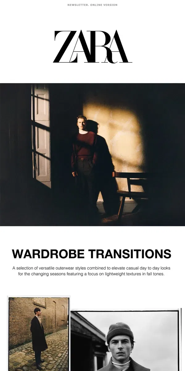 Email from Zara. Wardrobe transitions collection #zaraman