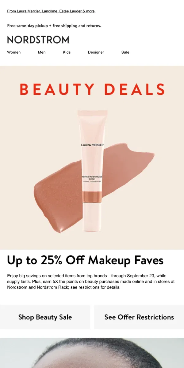 Email from Nordstrom. Up to 25% off selected makeup favorites