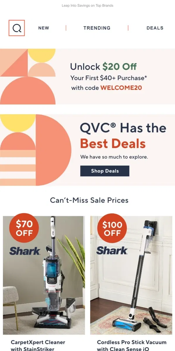 Email from QVC. Take $20 off Our Biggest Deals