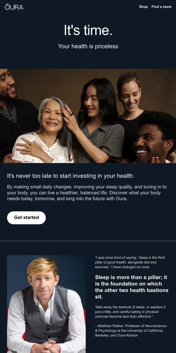 Email from Oura. It's time to prioritize your health