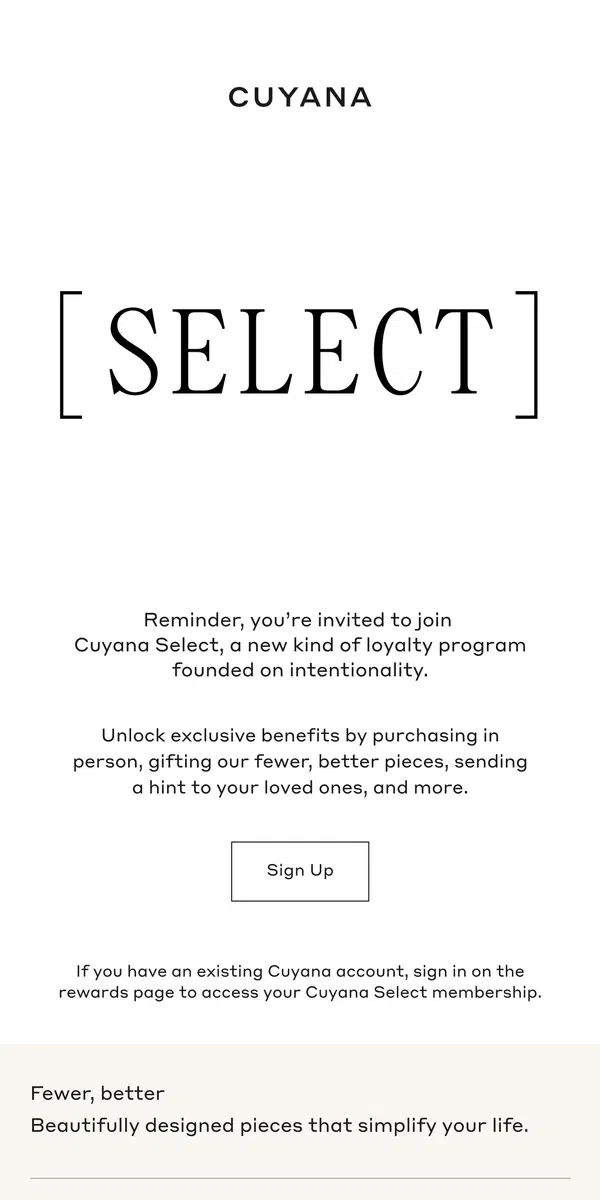 Email from Cuyana. Just Launched: Cuyana Select