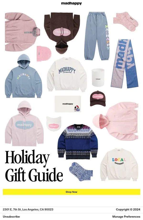 Email from Madhappy. Introducing Our Gift Guide