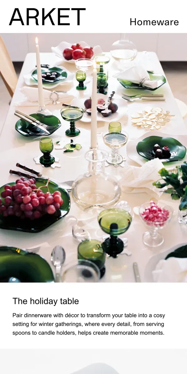 Email from ARKET. The ultimate holiday tablescape