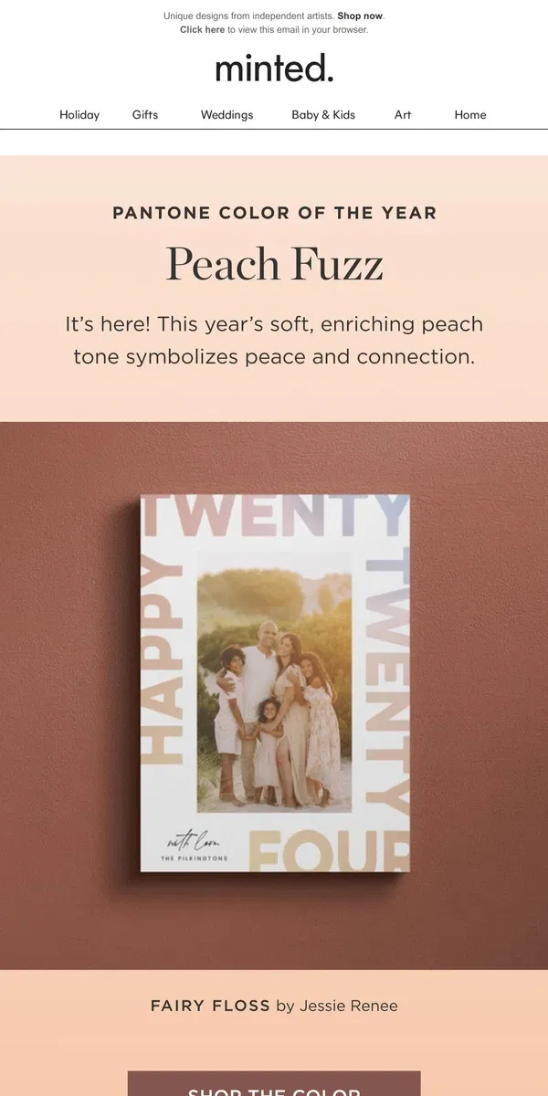 Email from Minted. The color we're ringing in 2024 with