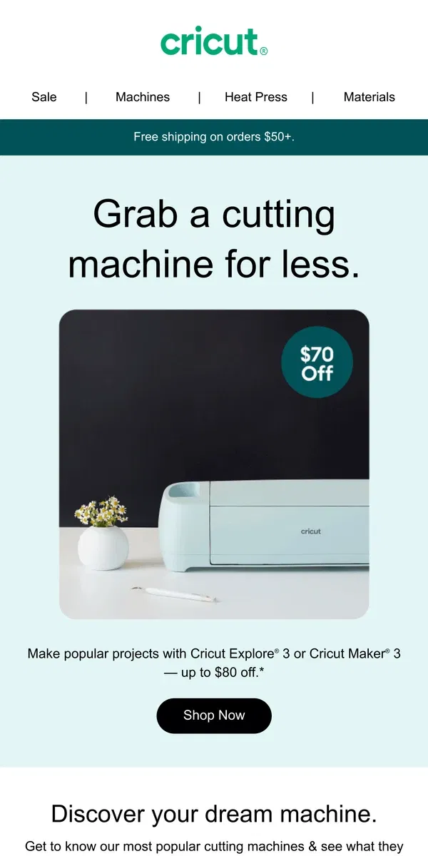 Email from Cricut. Up to $80 Off! 🤑🤑🤑