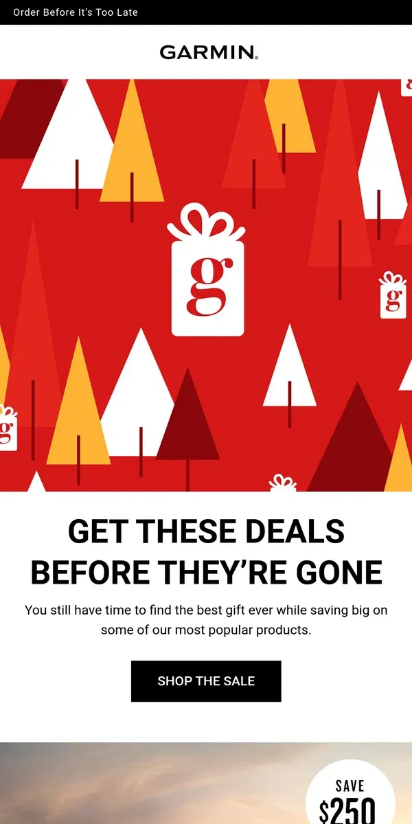 Email from Garmin. Don’t Forget About Great Holiday Deals