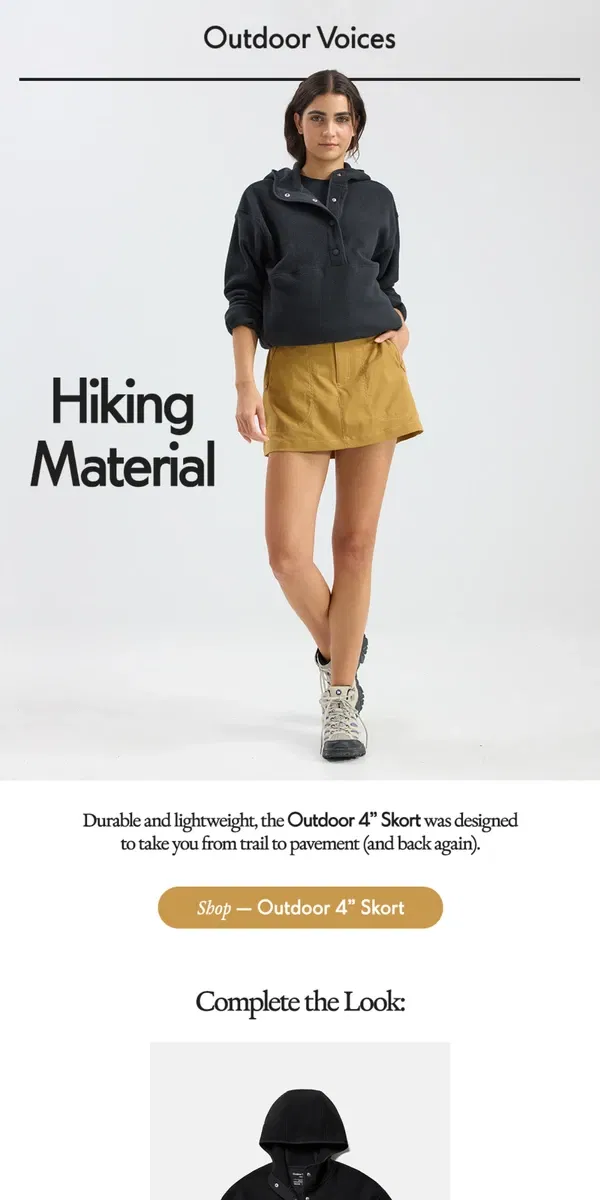 Email from Outdoor Voices. Not your average skort.