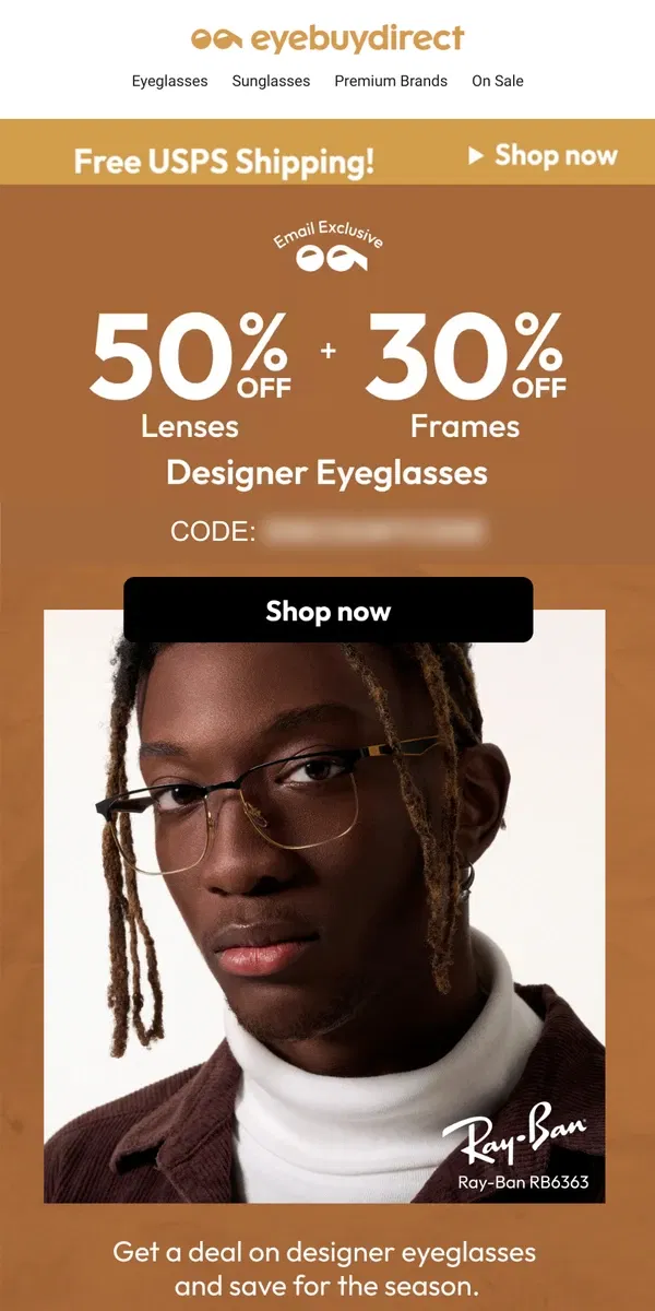 Email from Eyebuydirect. Your Designer Holiday Sale 🤗🌟 