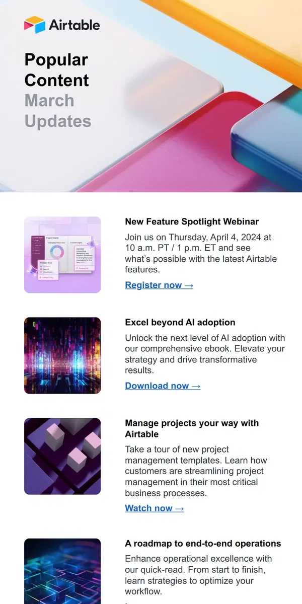 Email from Airtable. Newsletter | Transform your work with our newest resources