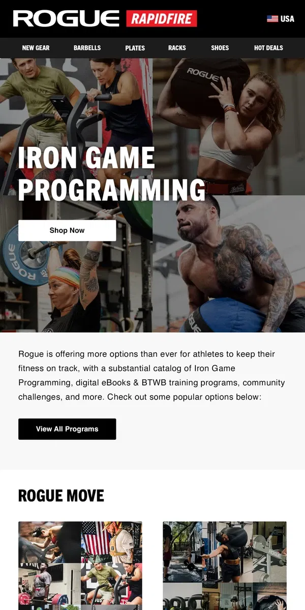 Email from Rogue Fitness. Iron Game Programming