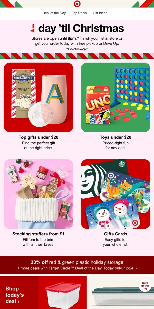 Email from Target. 1 day 'til Christmas: You've got this (+ we're here to help) 🎁 ✨