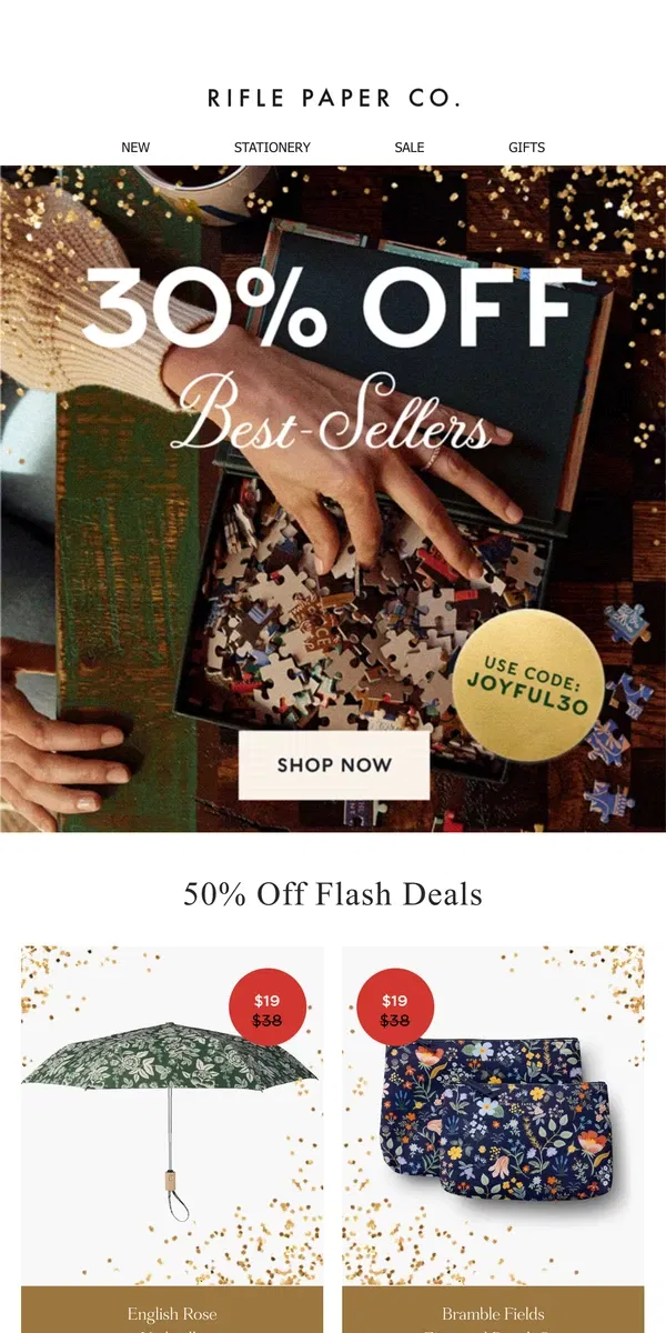 Email from Rifle Paper Co.. 30% off Bestsellers 🚨