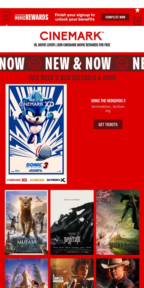 Email from Cinemark. See what's New & Now at Cinemark