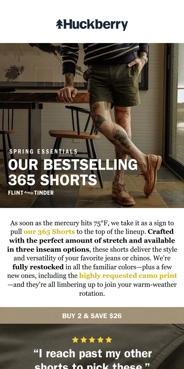 Email from Huckberry. Our Spring Uniform is Going Camo