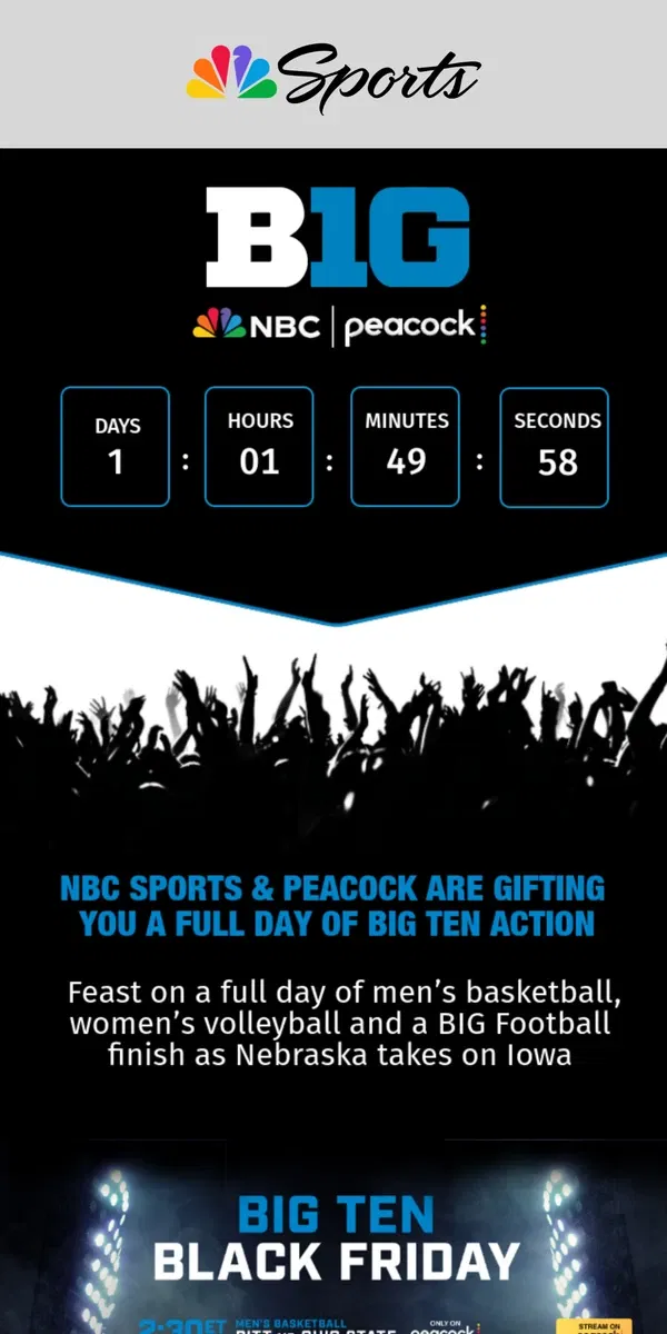 Email from NBC Sports. NBC Sports & Peacock Have The Real Black Friday Deal