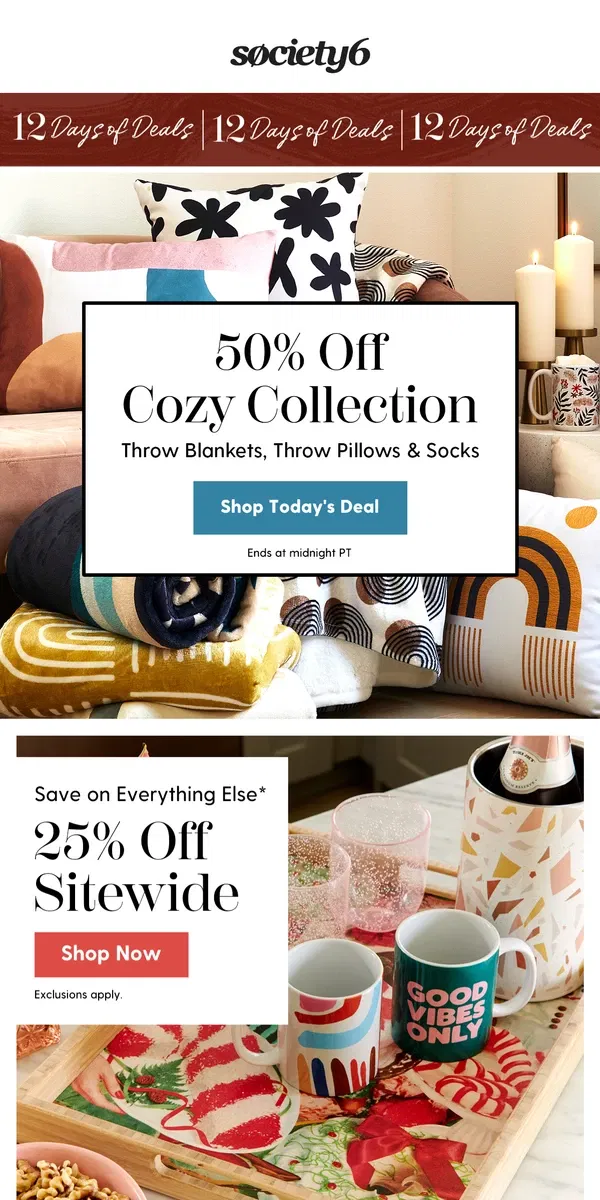 Email from Society6. 🌟 50% Off Cuddle Season Faves 🧸