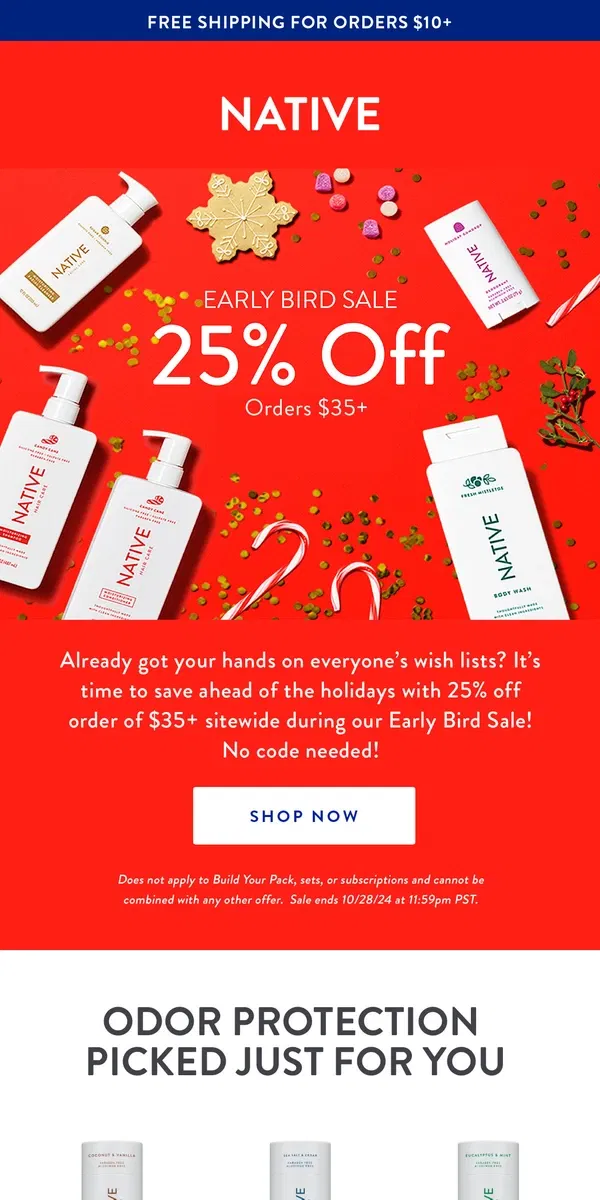 Email from Native. Sniff & save 25% is almost over!