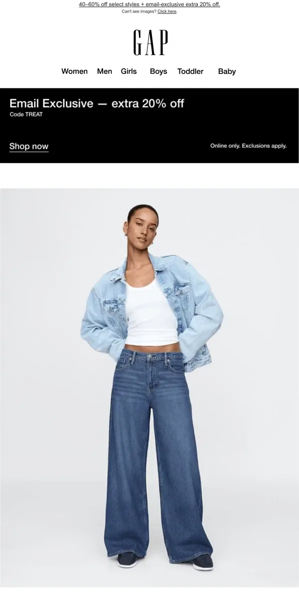 Email from GAP. BEST JEANS SINCE 1969