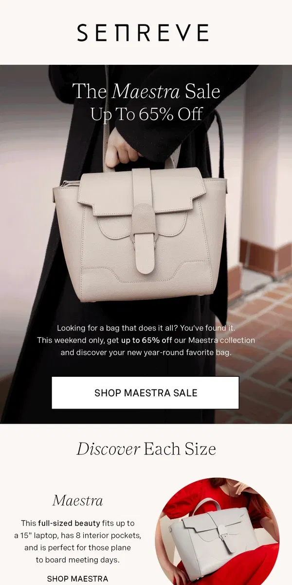 Email from Senreve. Maestras. On. Sale.