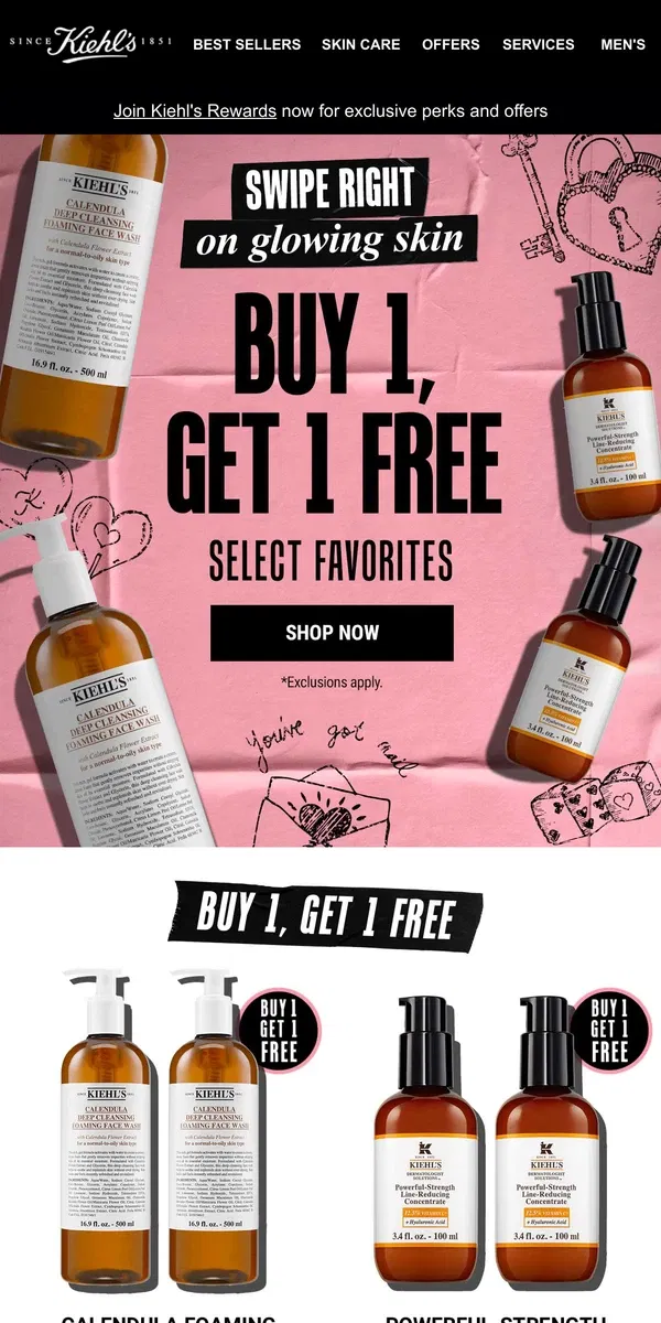 Email from Kiehl's. Last Chance⏰Buy 1, Get 1 FREE Select Faves!